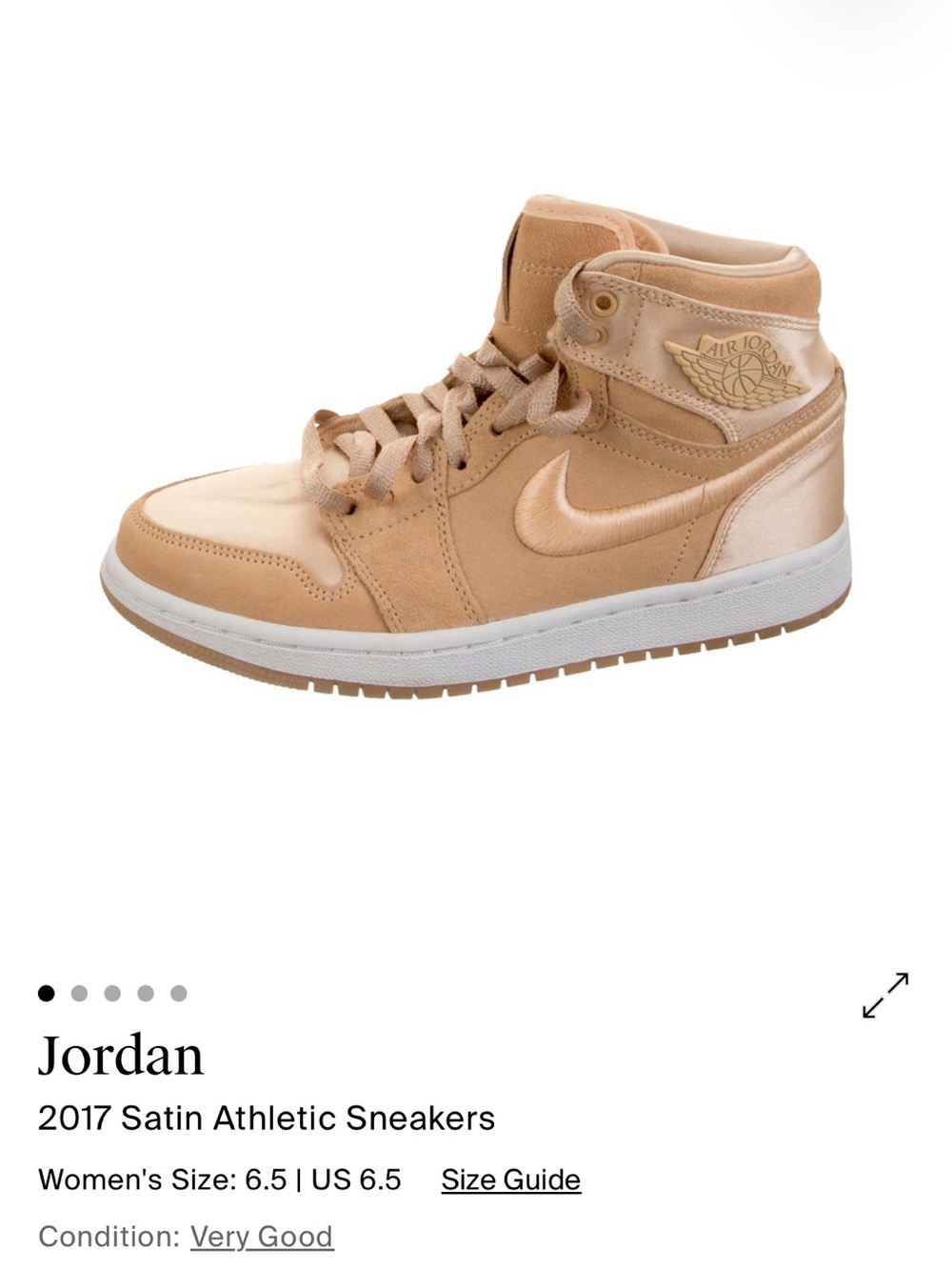 Jordan Women's Satin High-Top Sneakers in Tan/Beige